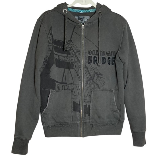 Dream Big Other - Golden Gate Bridge Dream Big Unique Distressed Streetwear Zip Up Hoodie Sz XS